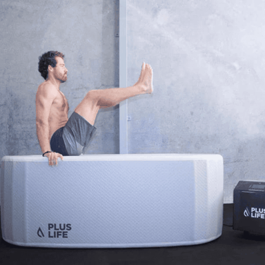 PlusLife Portable Ice Bath with man balancing on it