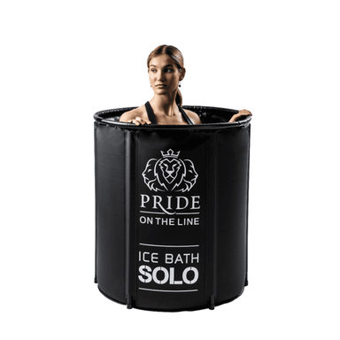 Pride on the Line Solo Portable Ice Bath woman seated