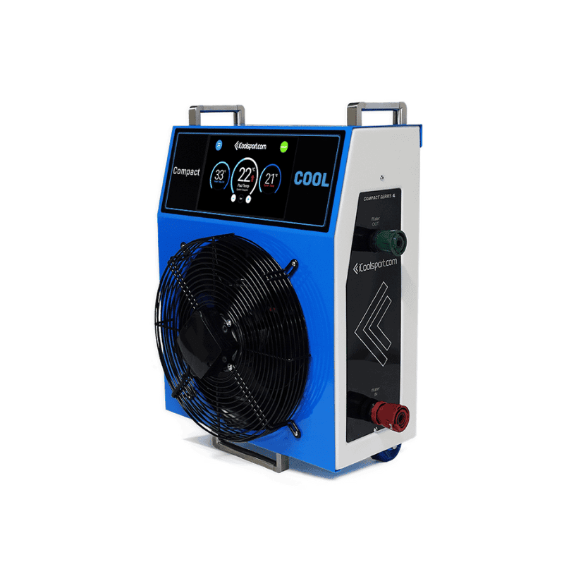 iCoolSport Compact Cool water chiller unit side with inlet/outlets shown